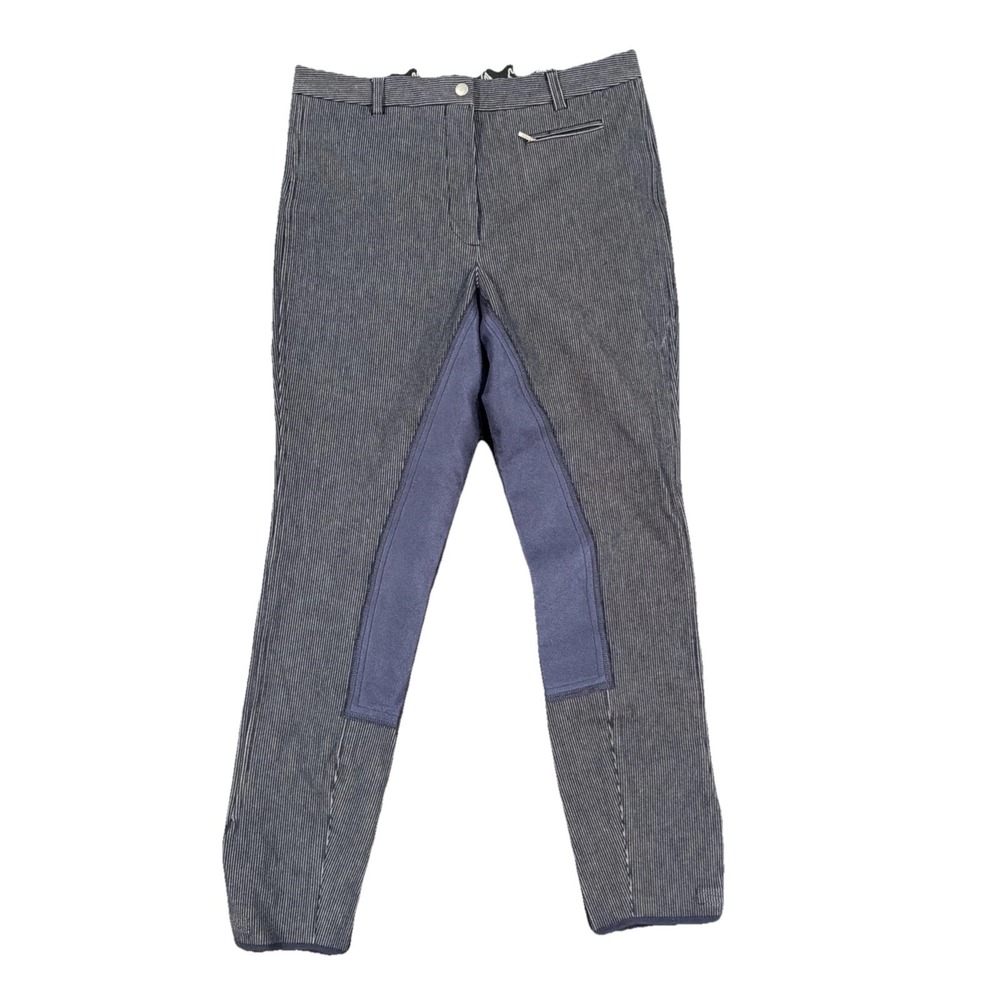 Goode Rider Women's 32L Breeches Pants Horse Equestrian Blue Patches Riding Full